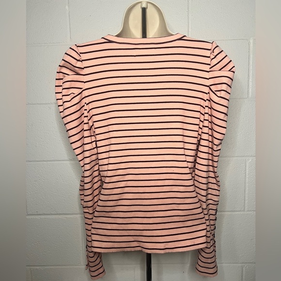 MAEVE puffed -Sleeve Striped Ribbed Top - Picture 3 of 6